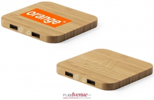Chargeur par induction en bambou 2100 mAh