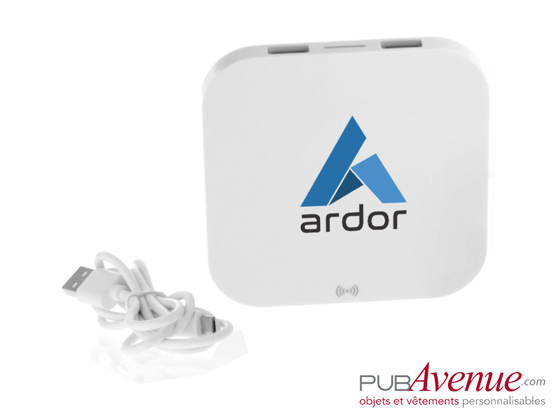 Chargeur sans fil 2 ports USB personnalisable Chargeur sans fil 2 ports USB personnalisable