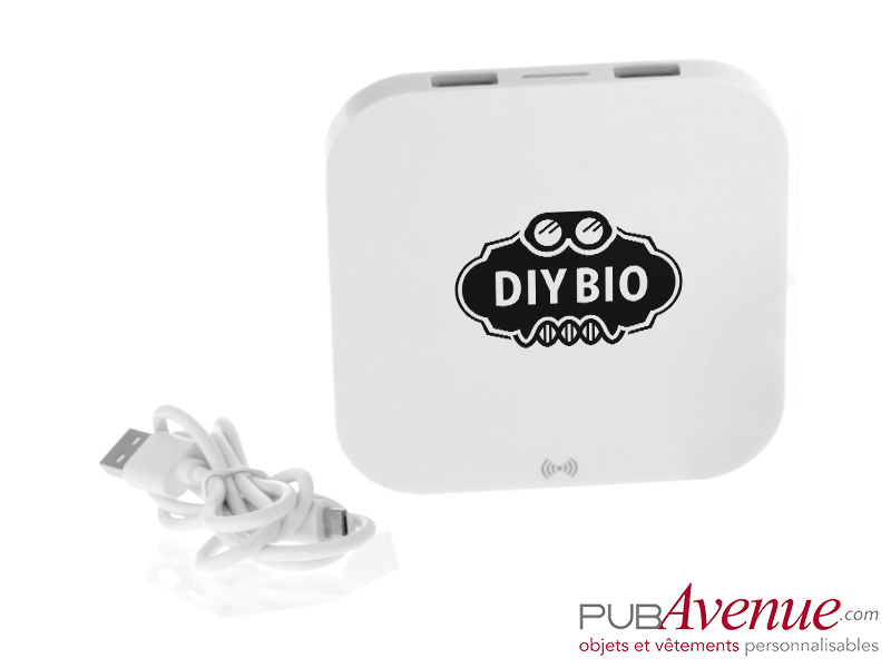 Chargeur sans fil 2 ports USB publicitaire Chargeur sans fil 2 ports USB publicitaire