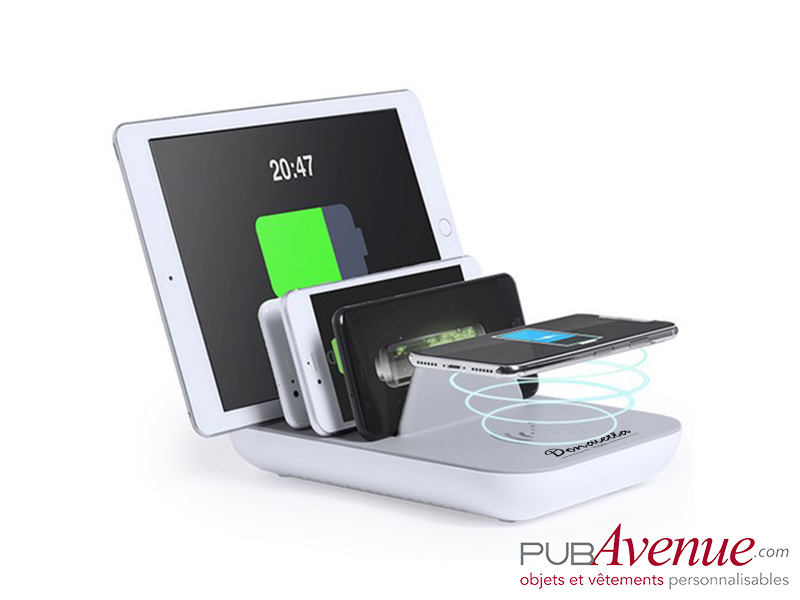 Chargeur induction multi ports USB publicitaire Chargeur induction multi ports USB publicitaire