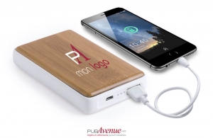 Batterie externe plate en bois 4000 mAh personnalisable 