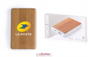 Batterie externe plate en bois powerbank 4000 mAh