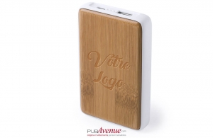 Batterie externe plate en bois powerbank 4000 mAh