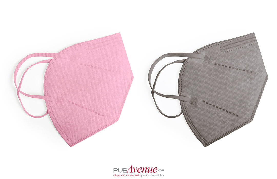Masque FFP2 de protection covid en couleur Rose, Bleu, Noir, Gris