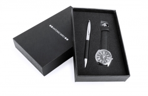 Coffret cadeau stylo en métal et montre en cuir pour comité d'entreprise 
