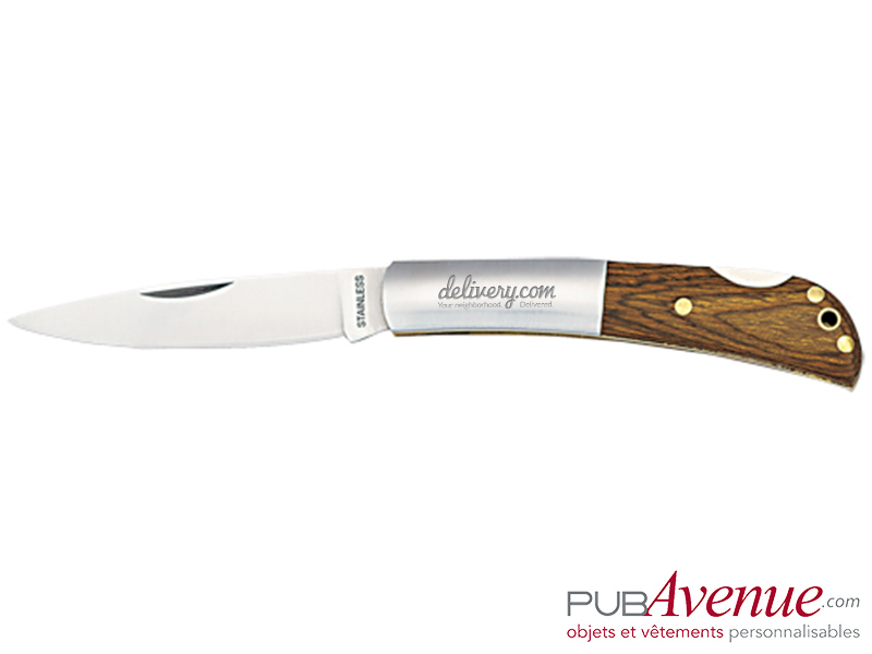 Couteau avec cran d’arrêt bois personnalisable Couteau avec cran d’arrêt bois personnalisable