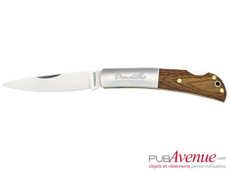 Couteau personnalisable avec cran d’arrêt bois Couteau personnalisable avec cran d’arrêt bois