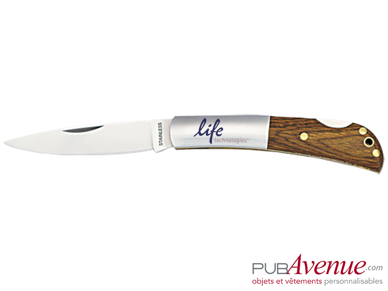 Couteau avec cran d’arrêt bois personnalisé Couteau avec cran d’arrêt bois personnalisé