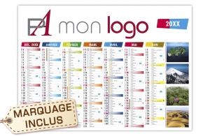 Calendrier bancaire publicitaire personnalisé contrecollé rigides 290 x 210 alexandre midi 