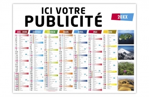 Calendrier publicitaire bancaire contrecollé