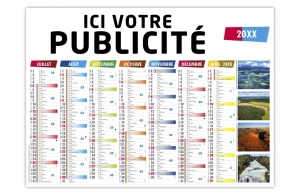 Calendrier publicitaire bancaire contrecollé