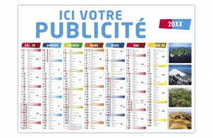 Calendrier publicitaire bancaire contrecollé