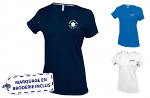 T-shirt ambulancier femme col V manches courtes pas cher 