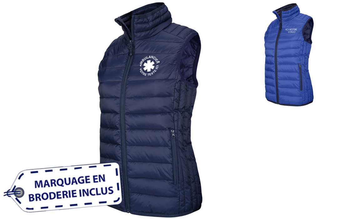 Doudoune sans manche femme pour ambulancier personnalisé pas cher