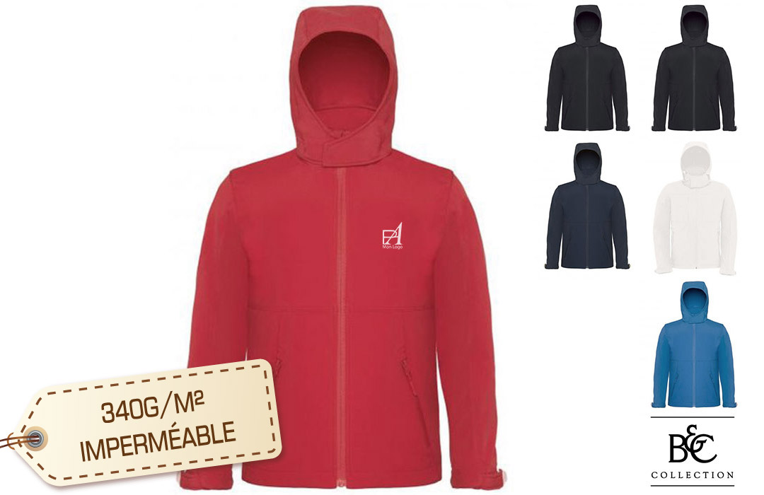 Softshell homme avec capuche flocage publicitaire logo personnalisable pas chère 