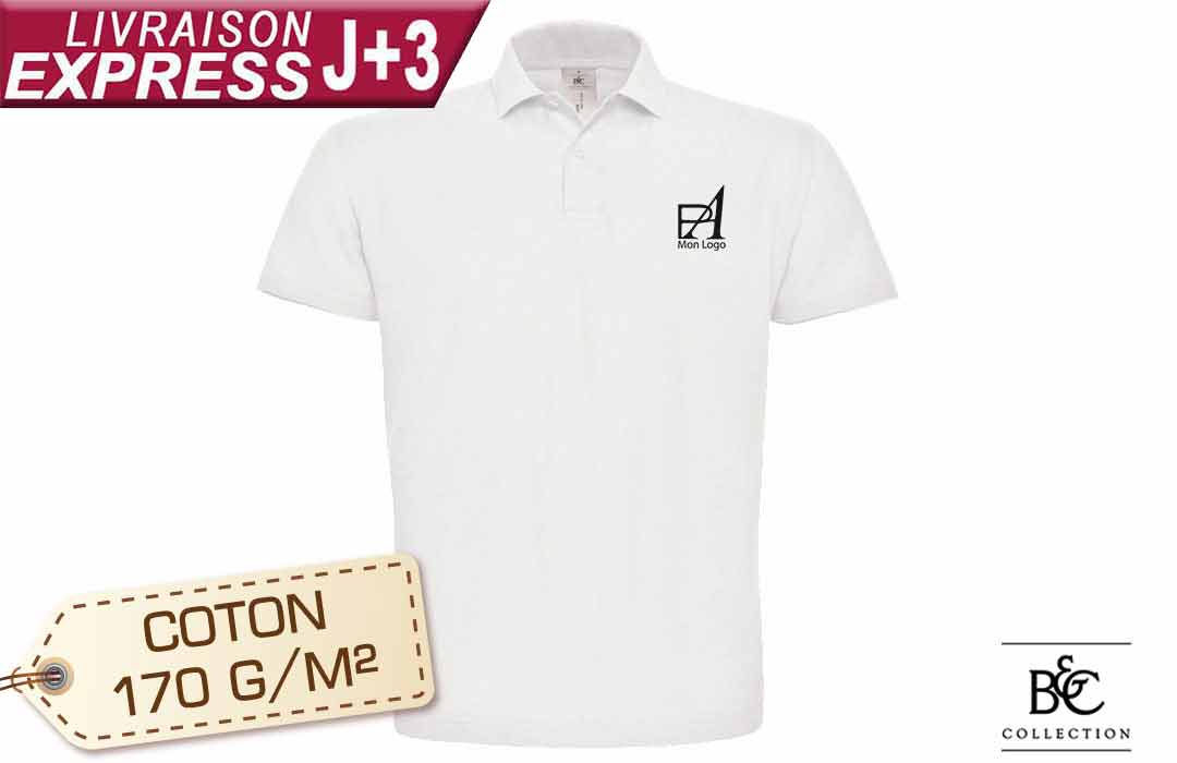 Polo personnalisé blanc livraison express