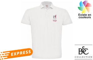 Polo blanc publicitaire personnalisé express livraison rapide 24h, 48h, 72heures 