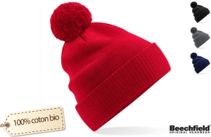 Bonnet personnalisé pas cher en coton bio avec pompon 