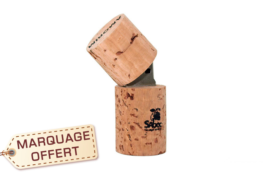 Bouchon de vin en liége et bois personnalisable