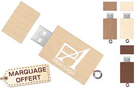 Clé USB publicitaire en bois recyclable et biodégradable à personnaliser pas cher 