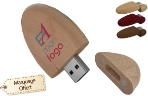 Clé USB promotionnelle en bois naturel recyclé à personnaliser pas cher 