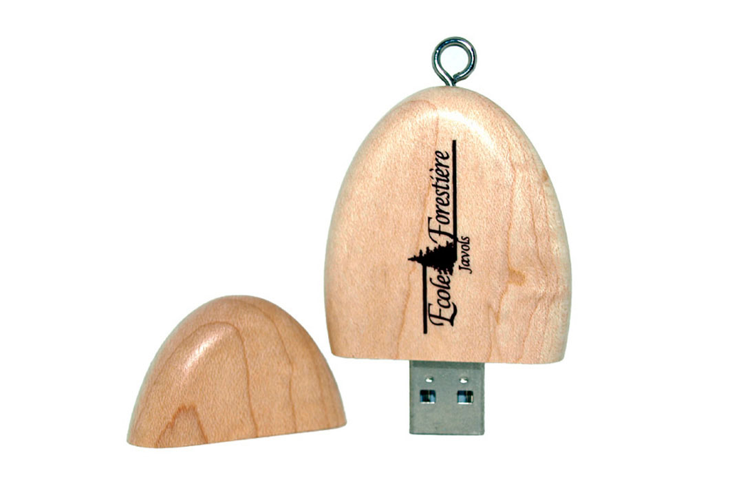 Clé USB personnalisée en bois forme capsule