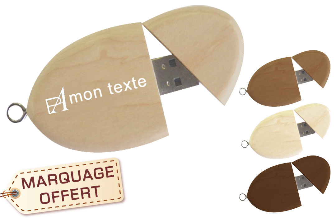 Clé USB personnalisée en bois forme capsule