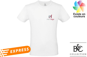 T-shirt B&C #E150 blanc personnalisé express livraison rapide 