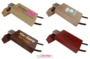 Clé USB personnalisée en bois avec cordon cuir