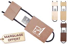 Clé USB personnalisée en bois avec cordon cuir