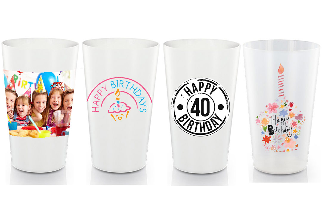 Lot 100 gobelets anniversaire personnalisé verre réutilisable