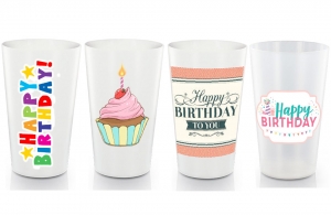 Lot 100 gobelets anniversaire personnalisé verre réutilisable