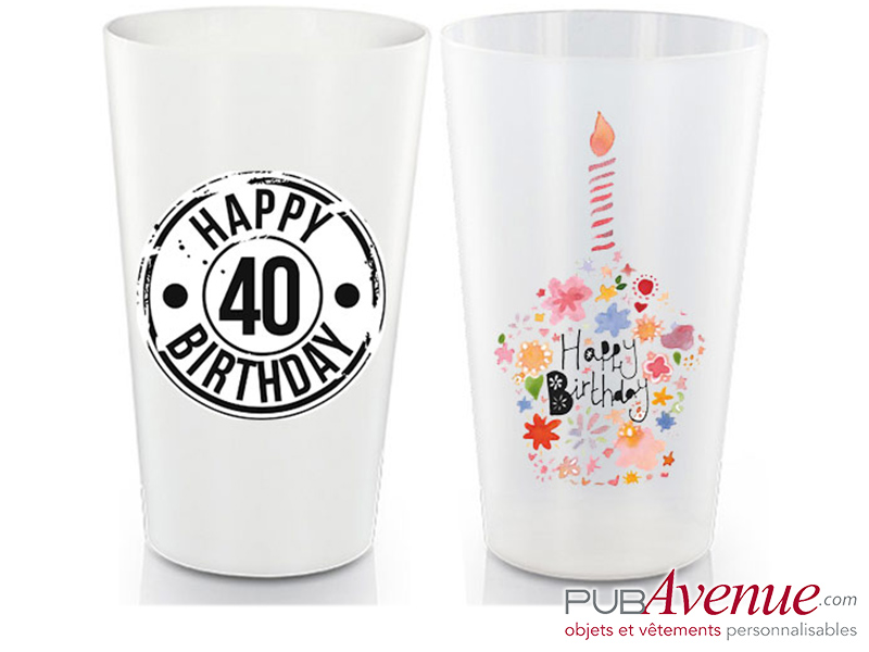 Verre en plastique anniversaire enfant original & 100% personnalisable