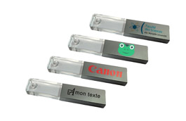 Clé USB personnalisée cristal, verre et aluminium