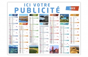 Calendrier publicitaire contrecollé 290 x 210