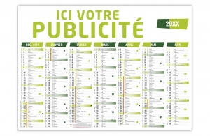 Calendrier bancaire publicitaire personnalisé pas cher