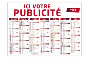 Calendrier bancaire publicitaire personnalisé pas cher