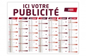 Calendrier bancaire publicitaire personnalisé pas cher