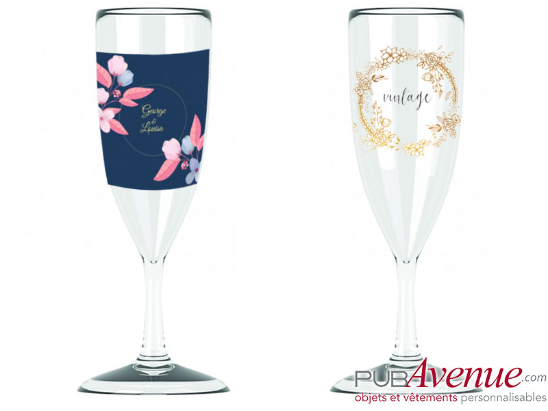 Coupes à champagne cerclées d'or fabriqués à la main personnalisés verres  de célébration verres à cocktail verres coupés verres de mariage SINGLE  GLASS -  France