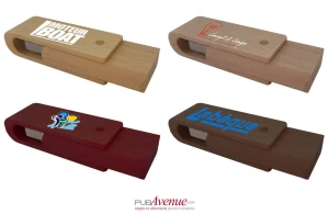 Clé USB personnalisée en bois avec clip pivotant