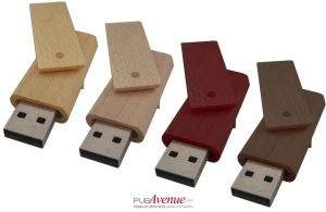 Clé USB personnalisée en bois avec clip pivotant