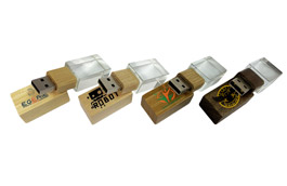 Clé USB personnalisée cristal en verre et bois