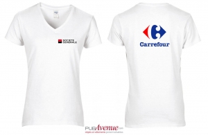 T-shirt col V blanc business personnalisé pour femme