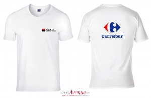 T-shirt col V blanc business personnalisé pour homme