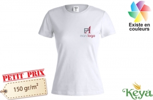 Tee shirt keya 150 blanc pour femme publicitaire personnalisé 