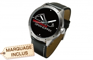 Montre publicitaire personnalisée à quartz 3 aiguilles en métal brossé et bracelet cuir jump 