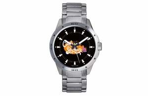Montre personnalisable à quartz 3 aiguilles métal brossé et bracelet cuir jump