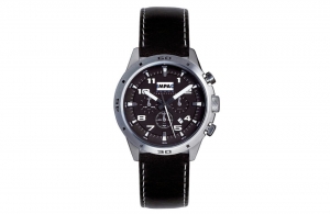 Montre personnalisable à quartz 3 aiguilles métal brossé et bracelet cuir jump