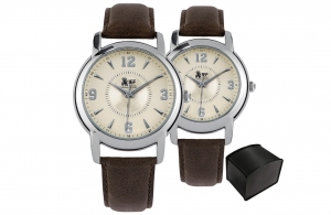 Montre personnalisable à boitier en alliage chromé et bracelet cuir héritage