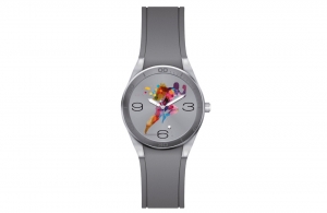 Montre personnalisée à boitier métal chromé et bracelet silicone Moov